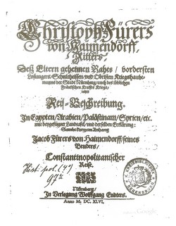 Title page of the Reis-Beschreibung by Christoph Fürer von Haimendorf (1646)