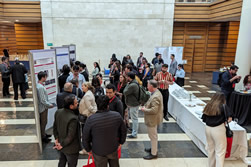 Poster presentations during a coffee break
