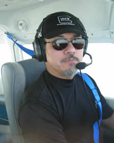 Dr. Miranda in his airplane