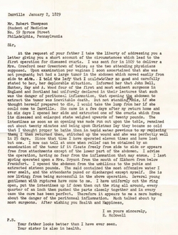 Letter from Ephraim McDowell to Robert Thompson